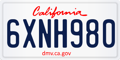CA license plate 6XNH980
