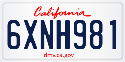 CA license plate 6XNH981