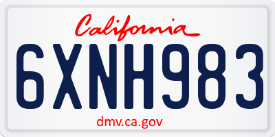 CA license plate 6XNH983