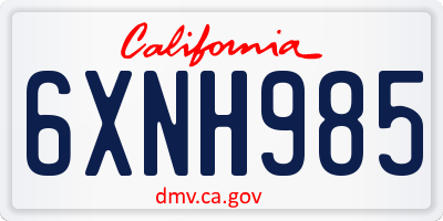 CA license plate 6XNH985