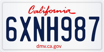 CA license plate 6XNH987