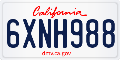 CA license plate 6XNH988
