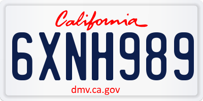 CA license plate 6XNH989