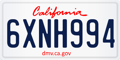 CA license plate 6XNH994