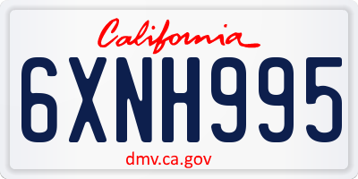 CA license plate 6XNH995