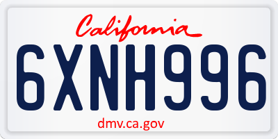 CA license plate 6XNH996
