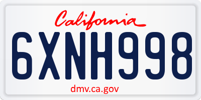 CA license plate 6XNH998