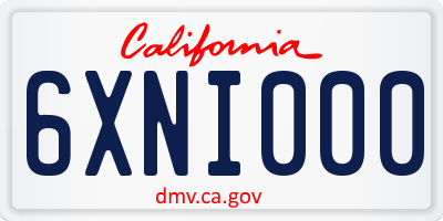 CA license plate 6XNI000