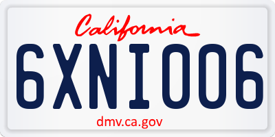 CA license plate 6XNI006