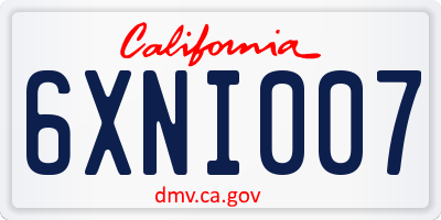 CA license plate 6XNI007