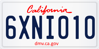 CA license plate 6XNI010