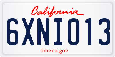 CA license plate 6XNI013