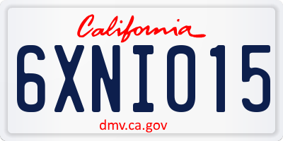 CA license plate 6XNI015