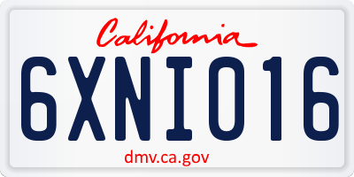 CA license plate 6XNI016