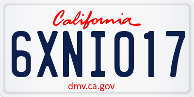 CA license plate 6XNI017