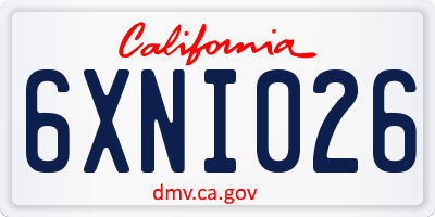 CA license plate 6XNI026