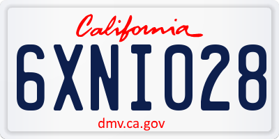 CA license plate 6XNI028