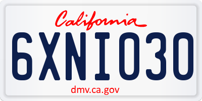 CA license plate 6XNI030