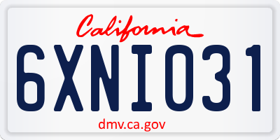 CA license plate 6XNI031