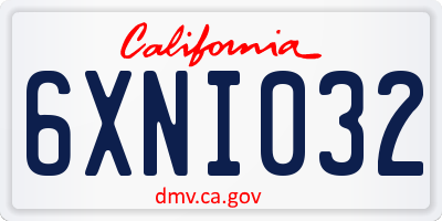 CA license plate 6XNI032