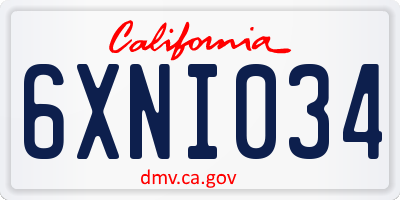 CA license plate 6XNI034