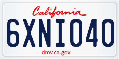 CA license plate 6XNI040