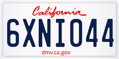 CA license plate 6XNI044