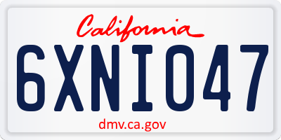 CA license plate 6XNI047