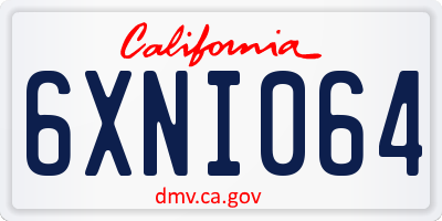 CA license plate 6XNI064