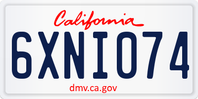 CA license plate 6XNI074
