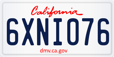 CA license plate 6XNI076