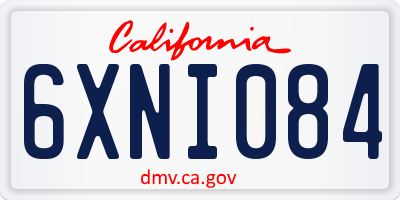 CA license plate 6XNI084