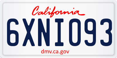 CA license plate 6XNI093