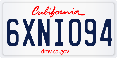 CA license plate 6XNI094