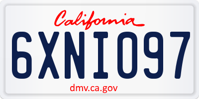 CA license plate 6XNI097