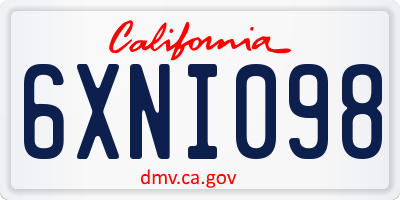 CA license plate 6XNI098