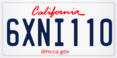 CA license plate 6XNI110