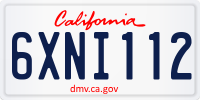 CA license plate 6XNI112