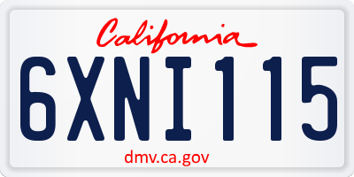 CA license plate 6XNI115