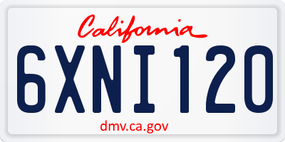 CA license plate 6XNI120