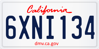 CA license plate 6XNI134