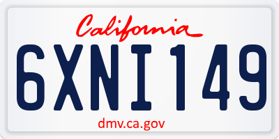 CA license plate 6XNI149