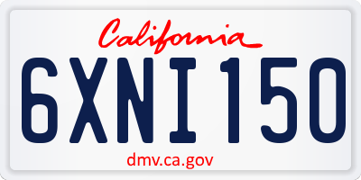 CA license plate 6XNI150