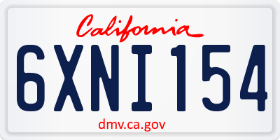 CA license plate 6XNI154