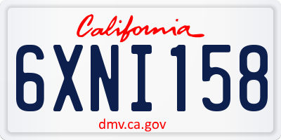 CA license plate 6XNI158