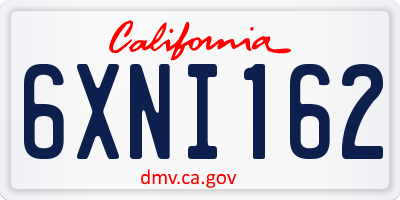 CA license plate 6XNI162
