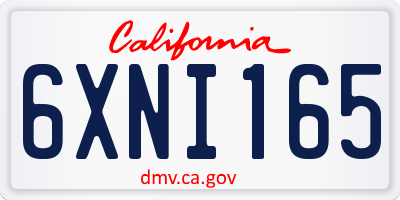CA license plate 6XNI165