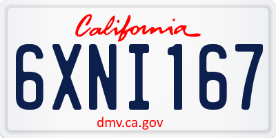 CA license plate 6XNI167