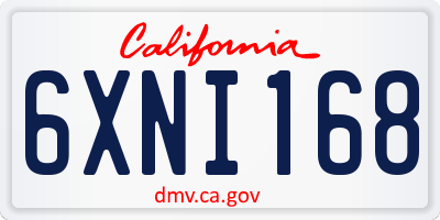 CA license plate 6XNI168
