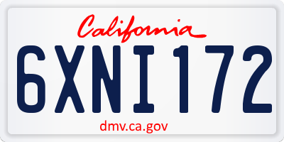 CA license plate 6XNI172
